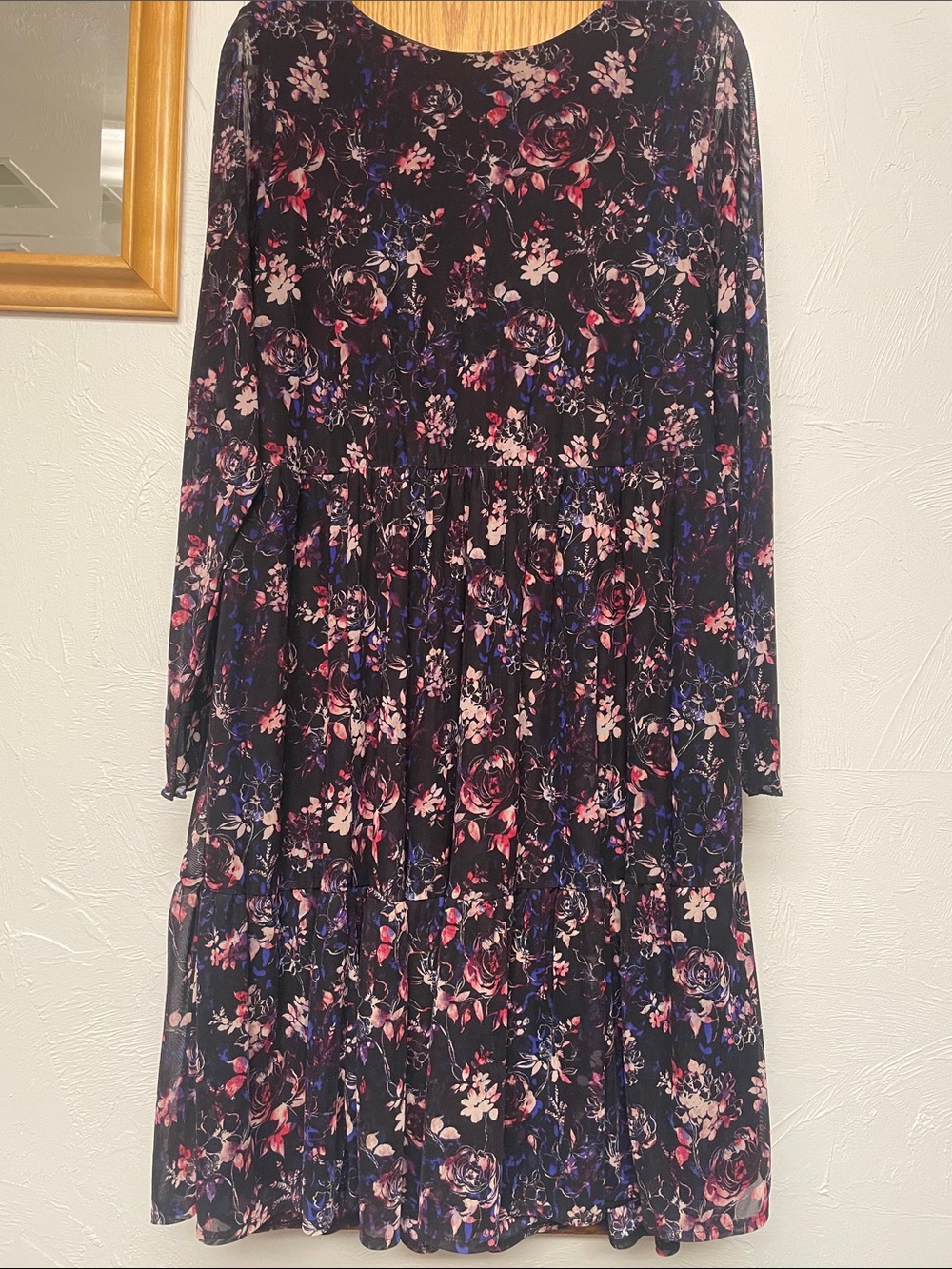 torrid Black Floral Long Sleeve Tiered Dress L33